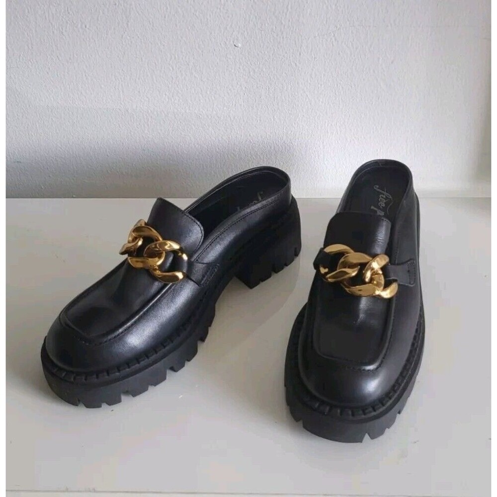 Free People Lyra Link Women's Black Loafer Platform Chunky Mules Size 39.5 - Picture 5 of 10